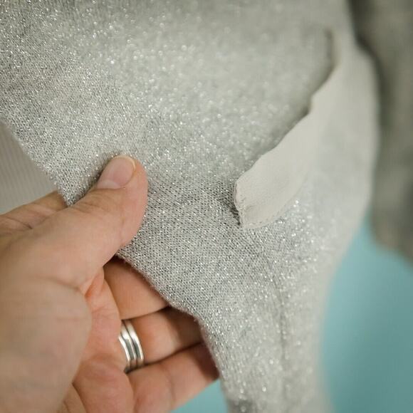 Armani Exchange Size Small S Silver Gray Grey Metallic Open Long Sleeve Cardigan - Picture 2 of 7